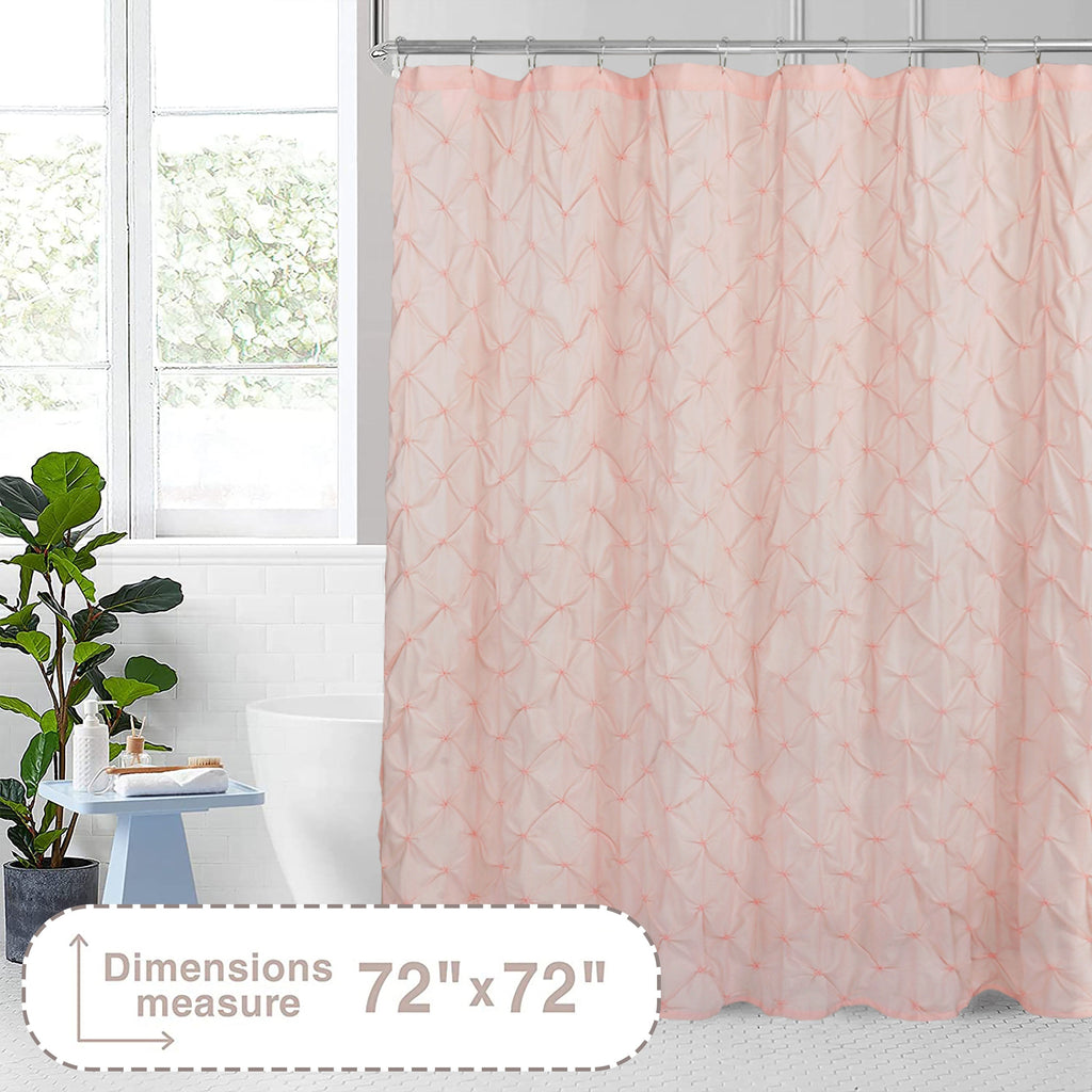 HIG Farmhouse Pinch Pleated Shower Curtains, 72" x 72", Blue and Pink