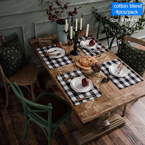 Cotton Plaid Table Runners Modern  Table Mats And Runners Napkin Cloth Place Mat Decoration For Table