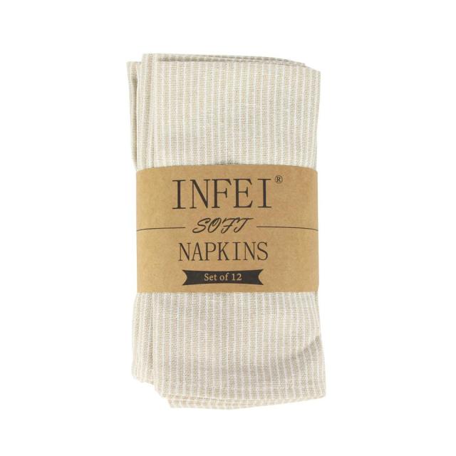 Plain Narrow Striped Cloth Napkins Set of 12 pcs 40x40cm cotton Napkins Dinner table Napkins for Events & Home Use