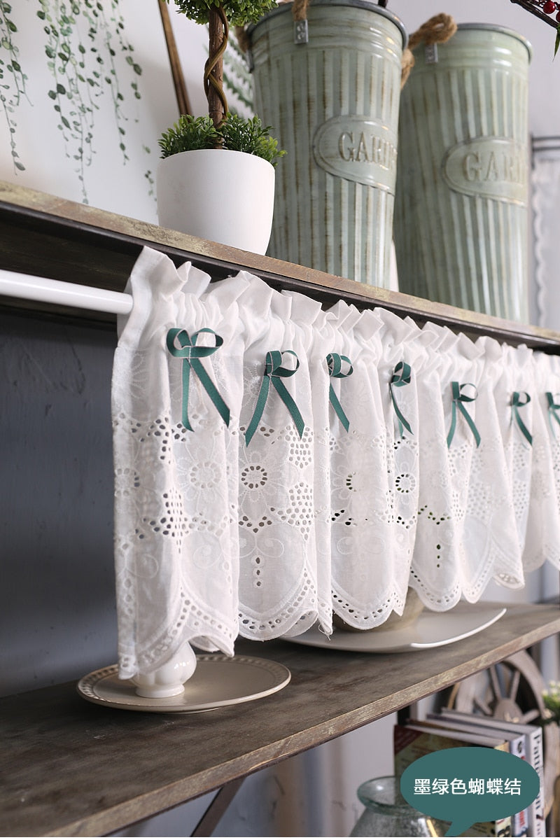 Embroidered Half Curtains for bedroom short Curtain Kitchen Balcony Door Decorative Cafes Curtain Cloth Lace Curtain DL-QT028-30