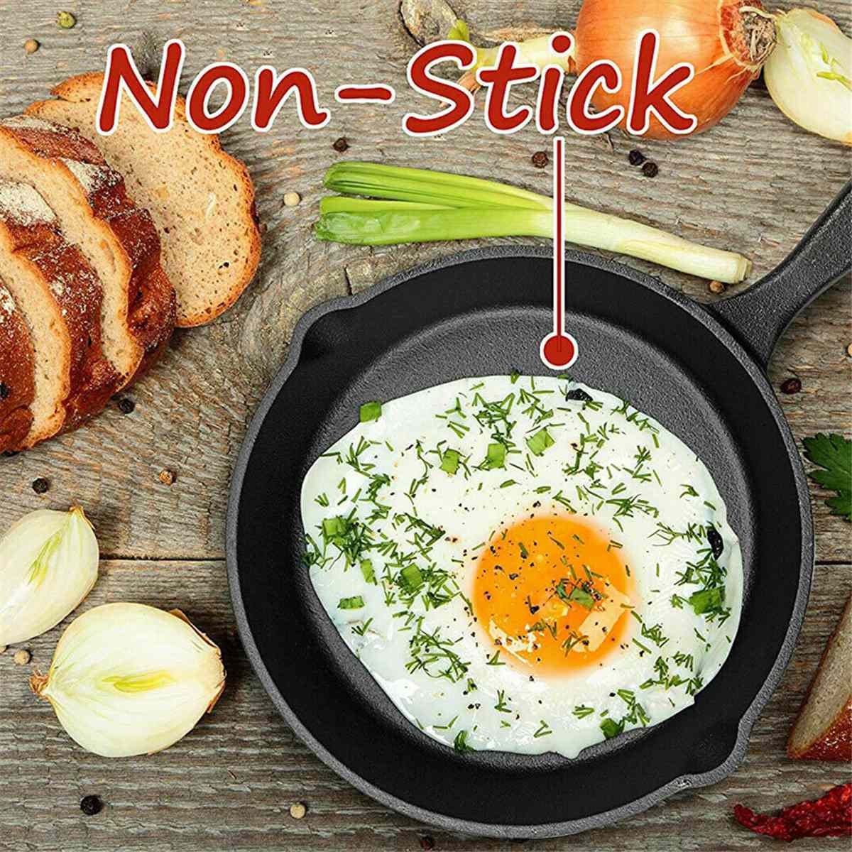 3Pcs/Set 14-26CM Cast Iron Skillet Frying Pan for Gas Induction Cooker Eggs Pancake Pot Non-stick Kitchen&Dining Tools Cookware