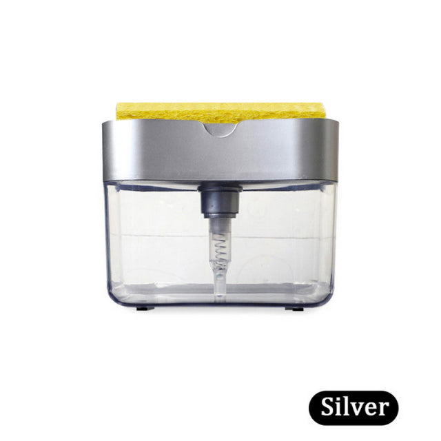Soap Dispenser Pump with Sponge Manual Press Cleaning Liquid  Container Manual Press Soap Organizer Kitchen Tool