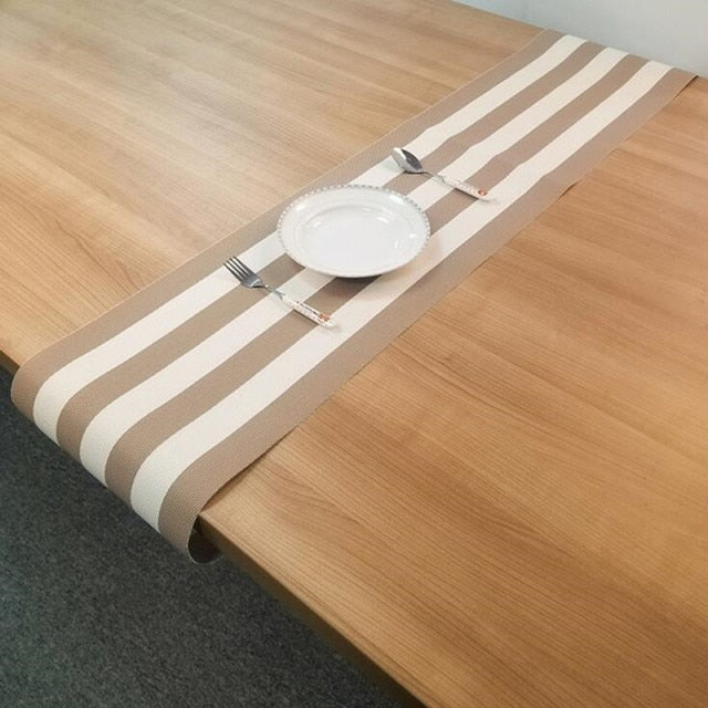 PVC Table Runner Super Long Stripes Grid Patterns Waterproof Oil Proof Placemat Hot Insullated Table Cloth Coaster Pad