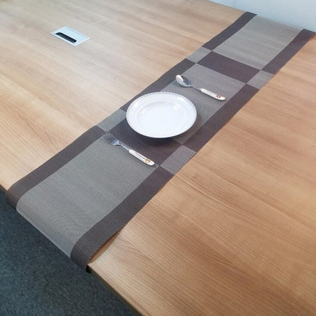 PVC Table Runner Super Long Stripes Grid Patterns Waterproof Oil Proof Placemat Hot Insullated Table Cloth Coaster Pad