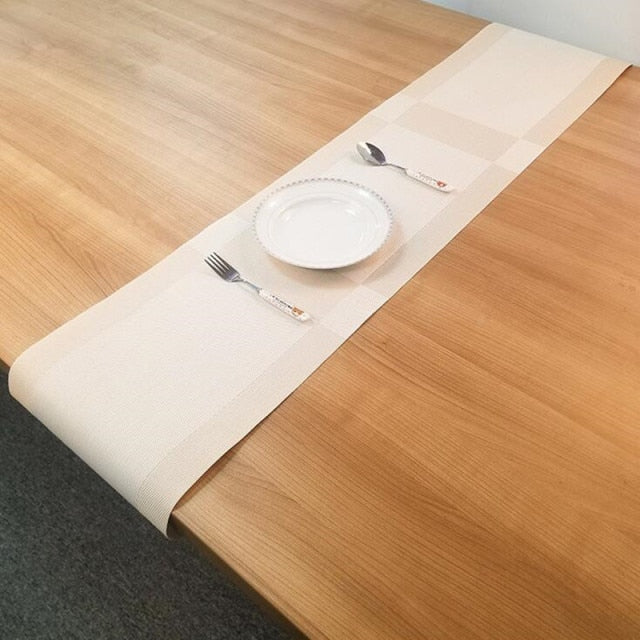 PVC Table Runner Super Long Stripes Grid Patterns Waterproof Oil Proof Placemat Hot Insullated Table Cloth Coaster Pad