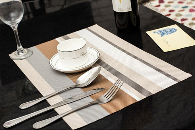 PVC Placemat Tableware Pad Water Resistant Heat Insulation Non-Slip Tablemat Coaster Set For Kitchen Easy To Clean Table Decor