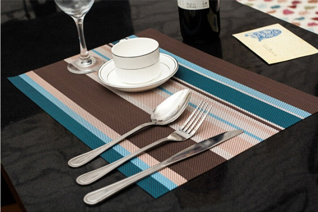 PVC Placemat Tableware Pad Water Resistant Heat Insulation Non-Slip Tablemat Coaster Set For Kitchen Easy To Clean Table Decor
